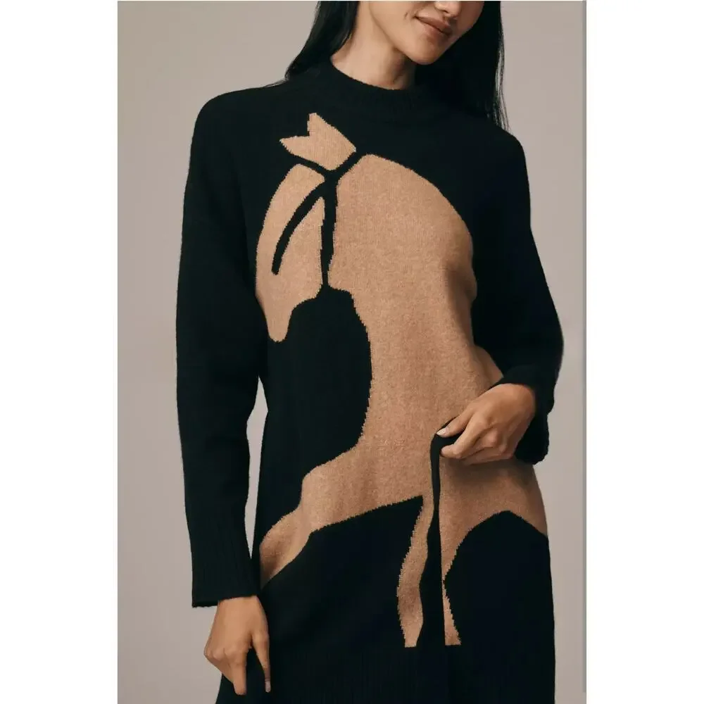 NWT Anthropologie Corey Lynn Calter Heidi Horse Sweater Mini Dress. Ret $198 - Picture 3 of 11